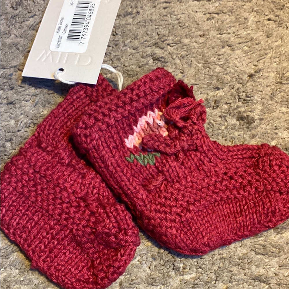 Red Knit Baby Booties